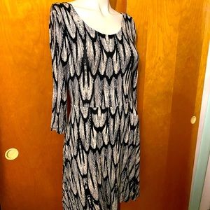 EXPRESS Feather Pattern Dress Grey/Black Size S